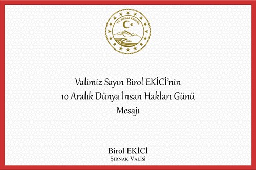 Valimiz Sayın Birol EKİCİ'nin 10 Aralık Dünya İnsan Hakları Günü Mesajı